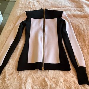 Balmain Black and White Cowl Neck Sweater